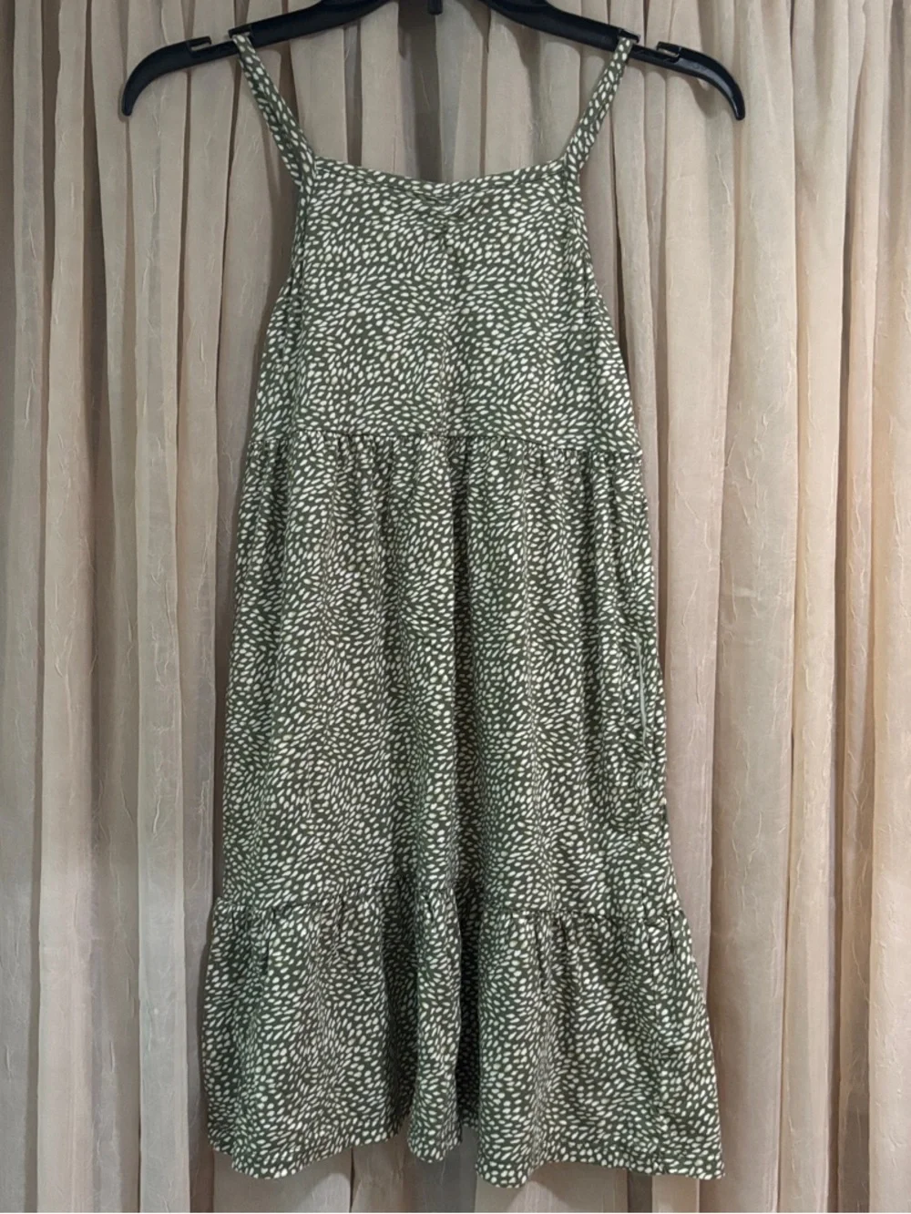 Old Navy Olive Green & White Print Sundress